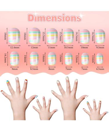 72 Pieces Kids False Nails - Rainbow Theme Full Cover Short Artificial Nail Kit for Girls - Children's Nail Design Decoration - 3 Boxes - Buy Online on GoSupps.com