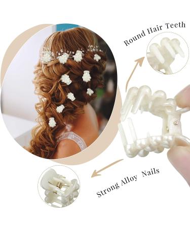 24 Pcs Mini Pearl Flower Hair Clips Set - Retro Style Decorative Hair Accessories for Women & Girls - White - Buy Online on GoSupps.com
