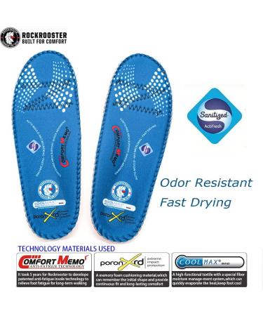 ROCKROOSTER Arch Support Anti-Fatigue Memory Fit Insoles - Blue 11-11.5 M US - Buy Online on GoSupps.com