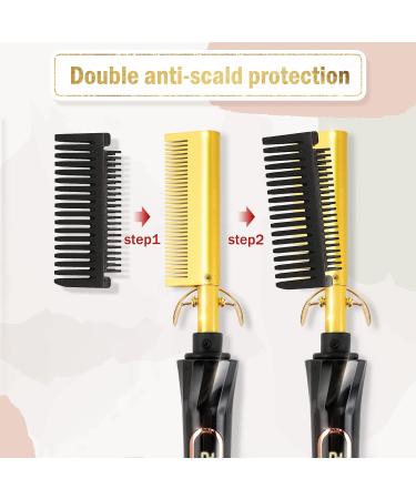 Ten-Tatent Hot Comb Hair Straightener - Portable Anti-Scald Electric Straightening Brush with Ceramic LCD Display - Buy Online on GoSupps.com