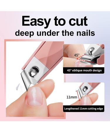 Jenney Slanted Edge Nail Clippers with Catcher - Professional Stainless Steel Fingernail and Toenail Cutters for Men and Women - Buy Online on GoSupps.com