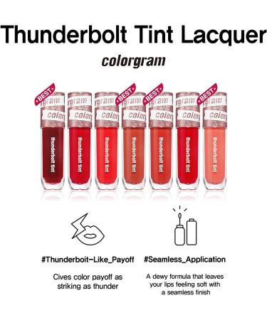 COLORGRAM Thunderbolt Tint Lacquer - Glossy & Long-Lasting Lip Stain (0.2 fl.oz) - True Beauty K-Drama Makeup - Daily Tok - Buy Online on GoSupps.com