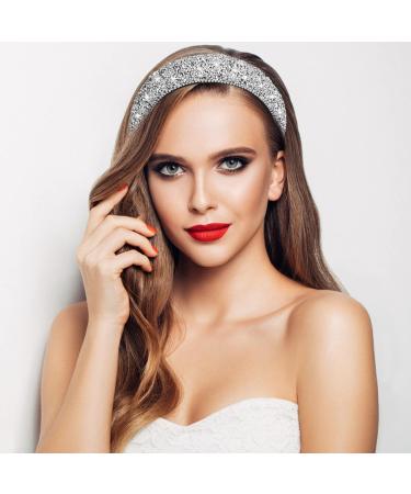 Sparkling Black Crystal Rhinestone Headband Hairband - Thick Style Silver | 90s Disco Hair Accessory for Women | Perfect Gift for Valentines & Birthdays - Buy Online on GoSupps.com