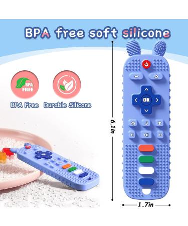 Scuwtocn Upgrade Remote Teething Toys for 6-12 Months Baby - Blue | Soft Silicone Teether with Remote Control Shape for Sensory Gum Soothing - Buy Online on GoSupps.com