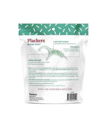 Plackers Micro Mint Dental Flossers 300 Count - Fresh Mint Flavor, Fold-Out Toothpick, Super Tuffloss - Easy Storage with Sure-Zip Seal - Buy Online on GoSupps.com