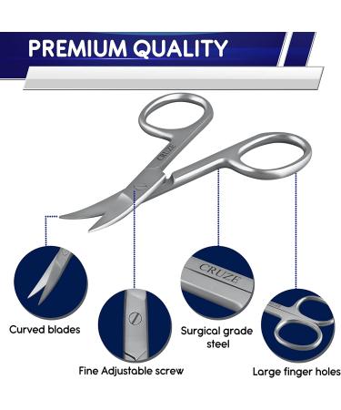 CRUZE Nail Scissors - Extra Fine Curved Cuticle Scissors for Manicure, Eyelashes, Eyebrow, Toenail - Small Beauty Scissors for Women and Men - Buy Online on GoSupps.com