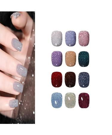 High Density Glitter Nail Polish 12 Colors Reflective Glitter Gel Nail Polish Set Holographic Glitter Nail Polish Manicure Set for Nail Art DIY Manicure and Pedicure at Home (Color : SE04 Size :