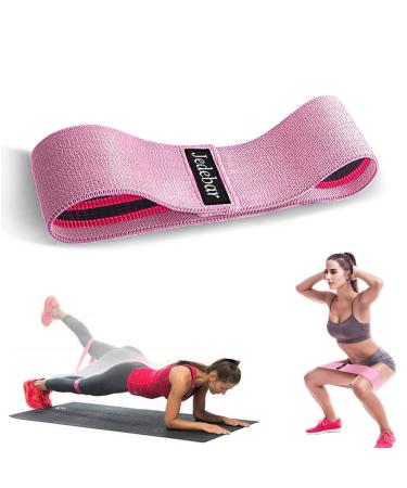 Jedebar Resistance Bands Non-Slip Fabric Booty Bands 3 Strengths Level Optional Fitness Loops for Glutes Hips Legs Yoga Pilates Exercise Physiotherapy and Recovery Workout Pink-Medium Resistance