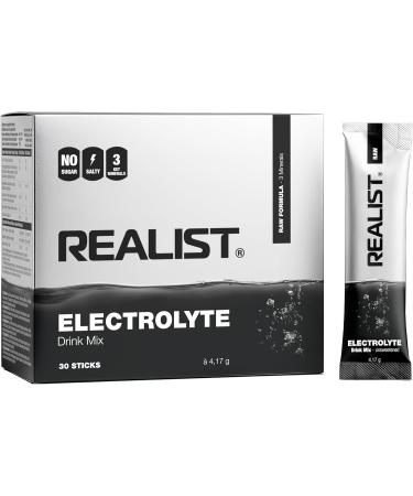 REALIST Electrolytes without sugar - electrolyte powder with 1390 mg electrolytes - potassium and magnesium for electrolyte balance - keto neutral and unsweetened - 30 sticks