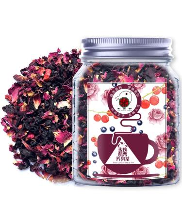 Plant Gift Rose Currant Beauty TeaRoselle Grapes Blueberries Raspberries Double Red Rose Petals Caffeine Free Loose Leaf Non GMO Herbal Tea Health Tea 70 g25 oz