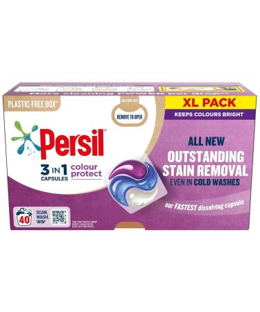 Persil XL 3-In-1 Washing Capsules All New Outstanding Stain Removal Even In Cold Washes With Triple Action Cleaning All In One Power Washing Capsules 40 Washes (Colour Protect Buy 2) - Buy Online on GoSupps.com