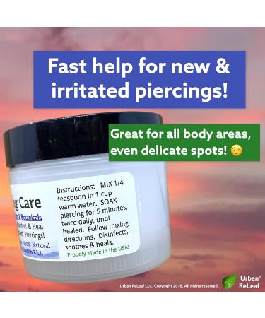 Urban ReLeaf Piercing Solution: Healing Sea Salts & Tea Tree Aftercare for New & Stretched Piercings - Buy Online on GoSupps.com