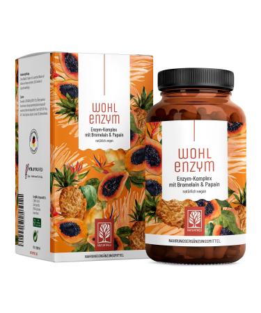 Wohlenzyme enzyme complex with 800mg bromelain (5000 f.i.p) papain rutin - pineapple & papaya enzyme vegan - immune system* support - gastrointestinal capsules from nature loop  - Buy Online on GoSupps.com