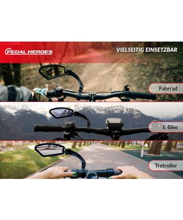 Pedal Heroes Foldable Bike Mirror with Cleaning Cloth & Bag | Stable Handlebar Rear Mirror for E-Bikes - Buy Online on GoSupps.com