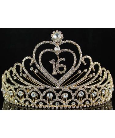 Sweet Sixteen 16th Birthday Princess Tiara Crown - Austrian Rhinestone Crystal Jewelry T1629g Gold - Buy Online on GoSupps.com