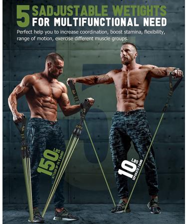 Resistance Bands Set for Men and Women - Handles, Anchor, Straps - 10-150LB Green - Buy Online on GoSupps.com