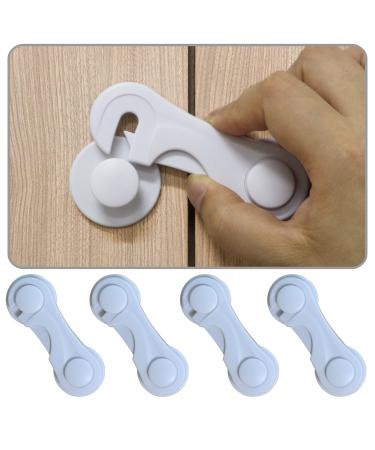 Cabinet Door Locks for Baby Proof and Child Safety, 4 Pack Cabinet Locks with Adhesive for Drawer Cupboards Fridge Oven Closet and Pantry, Childproof Door Latch for Protecting Kids Toddler and Infant