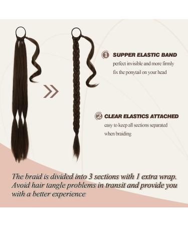 BARSDAR 76cm Braided Ponytail Extension - Natural Soft Synthetic Hair for Women - Dark Brown/Auburn - 1 Pack - Buy Online on GoSupps.com
