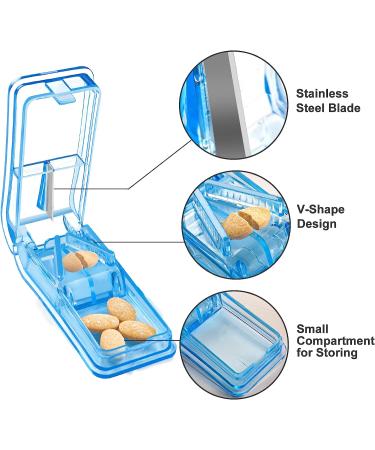 TIONTURE Pill Cutter 2 Pcs - Small & Large Pill Splitter for Tablets, Vitamins, Medicine - Professional Blue Pill Cutters - Precision Cutting Tool - Buy Online on GoSupps.com
