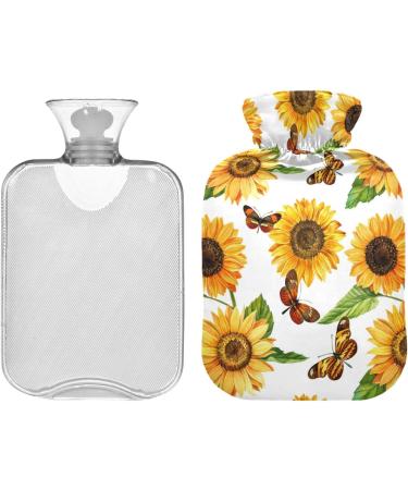 Hot Water Bottles with Watercolor Sunflower Cover - 2L Pain Relief & Warmth for Cramps Hands & Feet - Buy Online on GoSupps.com