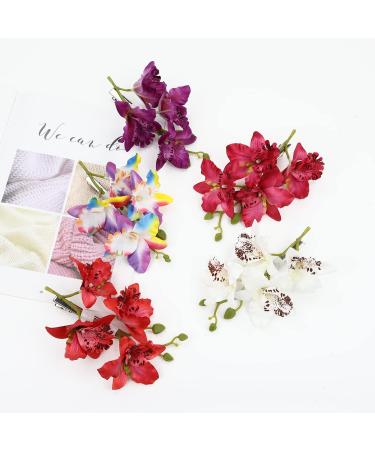 8 Pack Artificial Orchid Flower Hair Clips - Tropical Floral Barrettes for Women - Wedding Bridal Hair Accessories - Buy Online on GoSupps.com