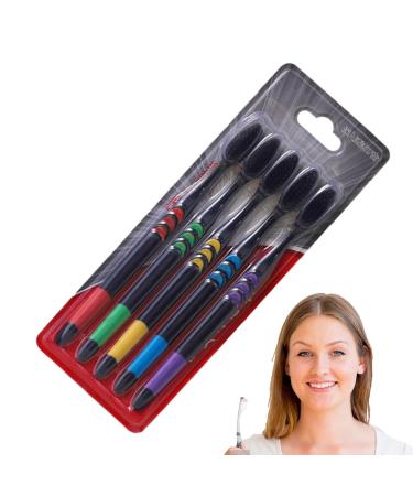 Calakono Soft Bamboo Toothbrush Set for Adults | 5 Black Charcoal Toothbrushes in Various Colors | Eco-Friendly Oral Care - Buy Online on GoSupps.com