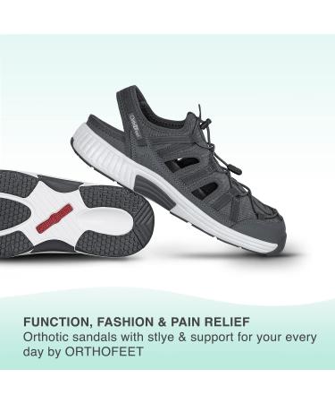 Orthofeet Arch Support Sandals for Men | Heel & Foot Pain Relief | Arch Booster Cushioning & Ergonomic Sole | Extended Widths - Taurus 10 Grey - Buy Online on GoSupps.com