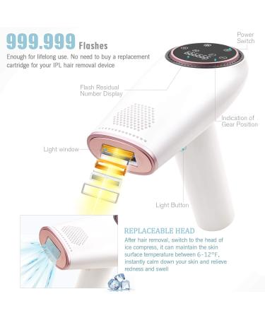 Permanent Hair Removal System with ICE Cooling Technology - Home Use Laser Hair Remover for Women and Men (Rose Pink) - Buy Online on GoSupps.com