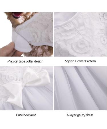 Asenku Dog Dress - Princess Lace Wedding Outfit for Small Medium Dogs & Cats | Elegant Birthday Party Formal Clothing in White - Buy Online on GoSupps.com