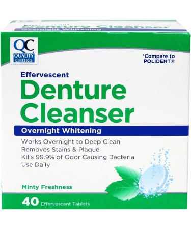 Quality Choice Denture Cleanser | Overnight Whitening 40 Tablets (2 Pack) - International Shipping Available - Buy Online on GoSupps.com