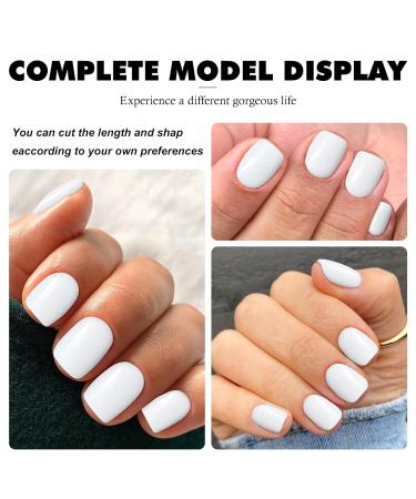 LuckForever Short Press on Nails - 240pc Glossy White Full Cover Fake Nails with Adhesive Tabs & Nail Files - Perfect for Women - Buy Online on GoSupps.com