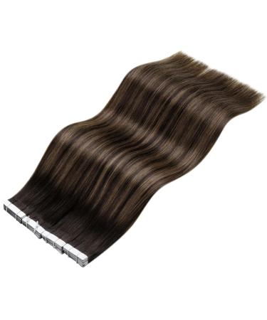 LAAVOO Real Hair Tape Extensions - Brown Ombre Skin Weft 50cm 20 Pcs Invisible Tapes Dark Brown to Light Brown Balayage 50g #2/8/2 - Buy Online on GoSupps.com