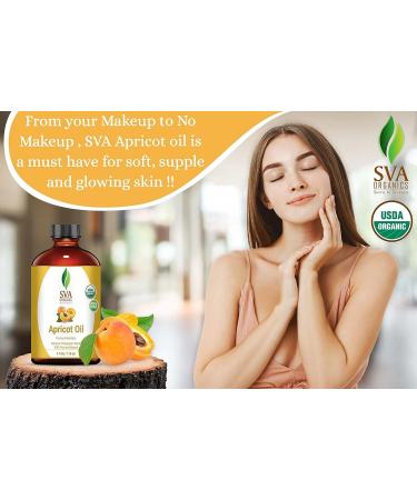 SVA ORGANICS Apricot Oil 4 Oz - USDA Organic, 100% Pure Cold Pressed Carrier Oil for Skin, Hair, Body - Premium Therapeutic Grade Oil - Buy Online on GoSupps.com
