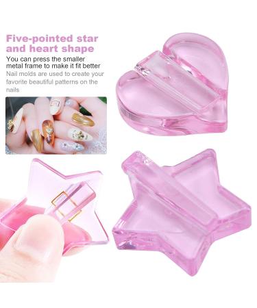 2pcs Embossed Nail Art Molds - Star & Heart Shape Metal Frame Tools for Professional Manicure - Buy Online on GoSupps.com