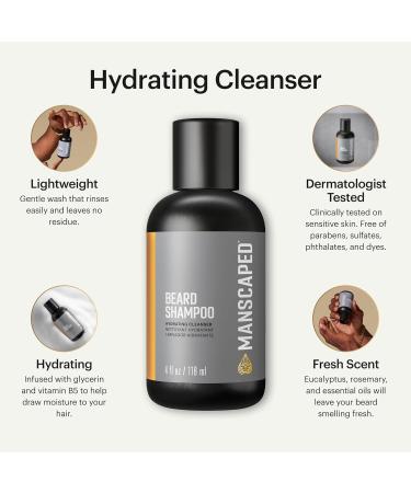 MANSCAPED Beard Shampoo Moisturizing Cleanser with Eucalyptus Rosemary & Lavender Essential Oils Moisturizing Beard Cleanser for Hair & Skin (4 oz) - Buy Online on GoSupps.com