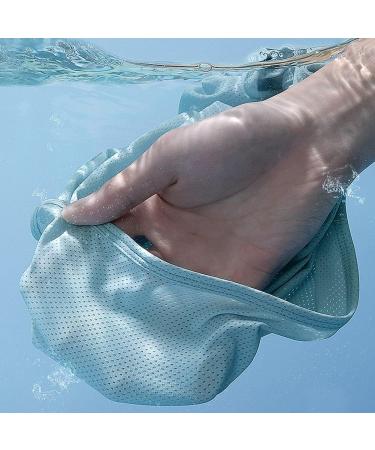 Unisex Blue Sun Protection Neck Drape Mesh Cap with Elastic Face Covering - Buy Online on GoSupps.com