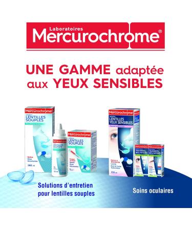 MERCUROCHROME Solution Lentilles Souples Multifonctions - Rince Nettoie et D contamine - Entretien Journalier - Format Voyage Adapt l'avion 100mL - Buy Online on GoSupps.com