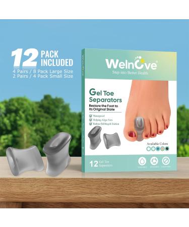 Welnove 12-Pack Gel Toe Spreaders & Spacers for Overlapping Toes - Unisex Transparent Black - Buy Online on GoSupps.com