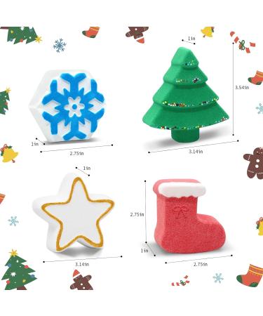 Christmas Bath Bombs for Kids - 4-Pack Gift Set with Santa, Snowflake, Sock, and Star Designs - Perfect Stocking Stuffer for Boys and Girls - Buy Online on GoSupps.com
