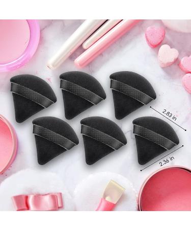 Velour Powder Puff Triangle Set for Face & Body - 6PCS Black Makeup Puffs - Buy Online on GoSupps.com