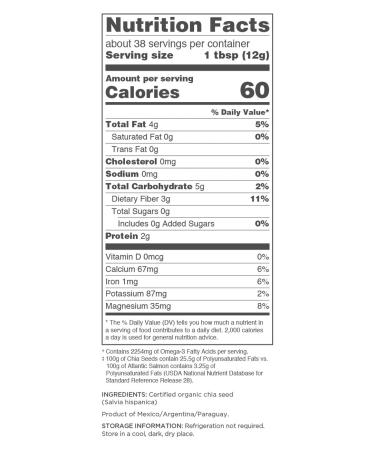 Navitas Organics Chia Seeds 16 oz. Bag - Organic, Non-GMO, Gluten-Free - Buy Online on GoSupps.com