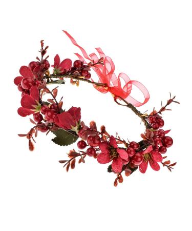 Christmas Headband Flower Crown with Red Berry & Pine Cone - Woodland Wedding Halo - Buy Online on GoSupps.com