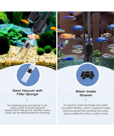 AQQA Electric Aquarium Gravel Cleaner 6-in-1 | 320GPH 20W Automatic Fish Tank Cleaning Tool | Suitable for Water Changes, Sand Washing, and Water Filtration - Buy Online on GoSupps.com