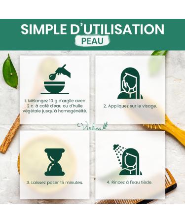  virhea White Clay Powder 100g - Acne Face Mask - Natural Face Care for Sensitive Skin - Kaolin Surfine Clay - Purifying Face Mask for Men and Women - Buy Online on GoSupps.com