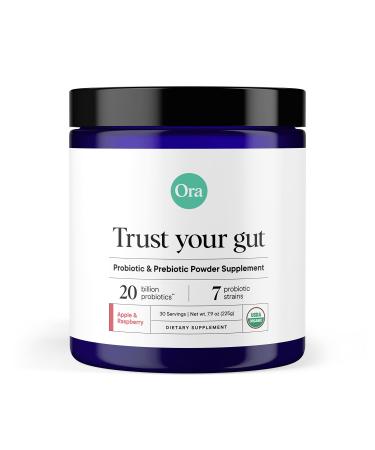 Ora Trust Your Gut Vegan Probiotic & Prebiotic Powder Supplement Organic Apple & Raspberry  7.9 oz (225 g)