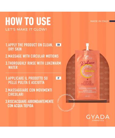  GYADA COSMETICS GYADA COSMETICS Radiance Face Scrub Illuminating Face Scrub Reels Soft and Left Skin Anti-Oxidant Contrast Signs of Age and Expression Vitamin C Base 25 ml - Buy Online on GoSupps.com