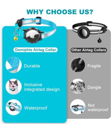 Reflective AirTag Cat Collar with Bell - GPS Tracker for Small Pets - Blue S (23-33cm) - Buy Online on GoSupps.com