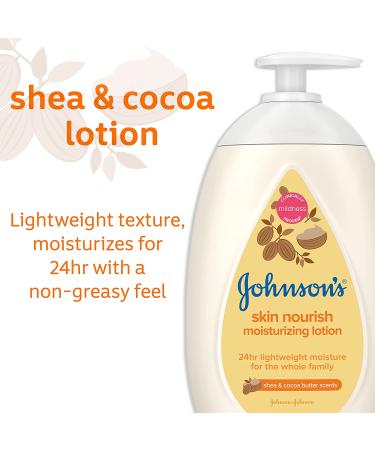 Johnson's Skin Nourish Moisturizing Baby Lotion | Shea & Cocoa Butter | Gentle, Lightweight, Hypoallergenic | 16.9 fl. oz - Buy Online on GoSupps.com