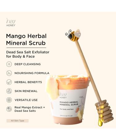 Hey Honey Skincare Mango Herbal Mineral Scrub Dead Sea Salt Exfoliator for Body & Face | Gently Buffs Smooths & Hydrates Skin | Cruelty-Free Paraben-Free Vegetarian | 6.7 oz - Buy Online on GoSupps.com