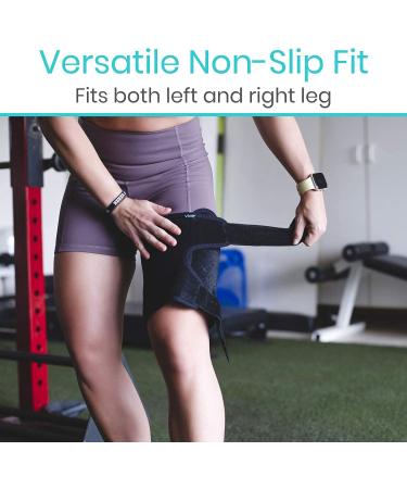 Vive Thigh Brace - Adjustable Compression Sleeve for Hamstring Quad Support - Ideal for Muscle Sprains, Tendinitis, Sciatica, and Sports Recovery - Men Women (Black) - Buy Online on GoSupps.com